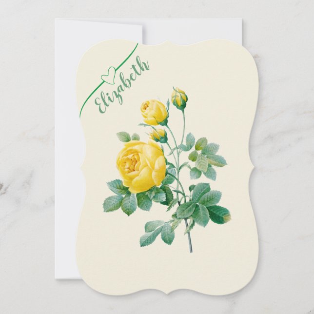 Vintage Yellow Rose Fine art  Invitation (Front)