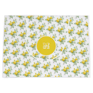 Vintage Yellow Rose Floral Elegant Large Gift Bag