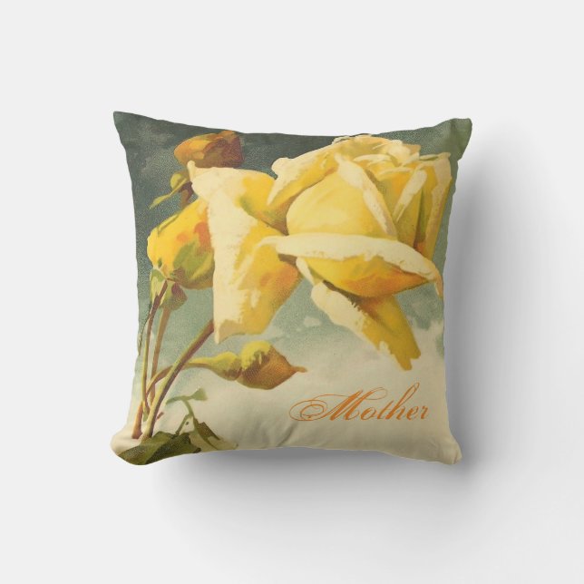 Vintage Yellow Rose Mother Cushion (Front)