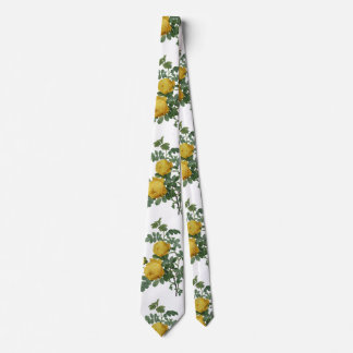 Vintage yellow rose painting tie