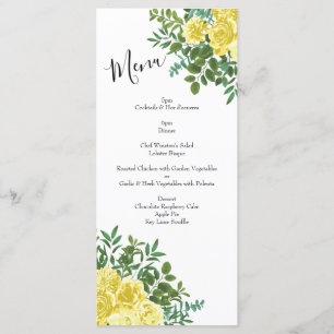 Vintage Yellow Rose Wedding Menu