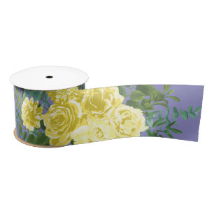 Vintage Yellow Rose Wedding with Periwinkle Satin Ribbon
