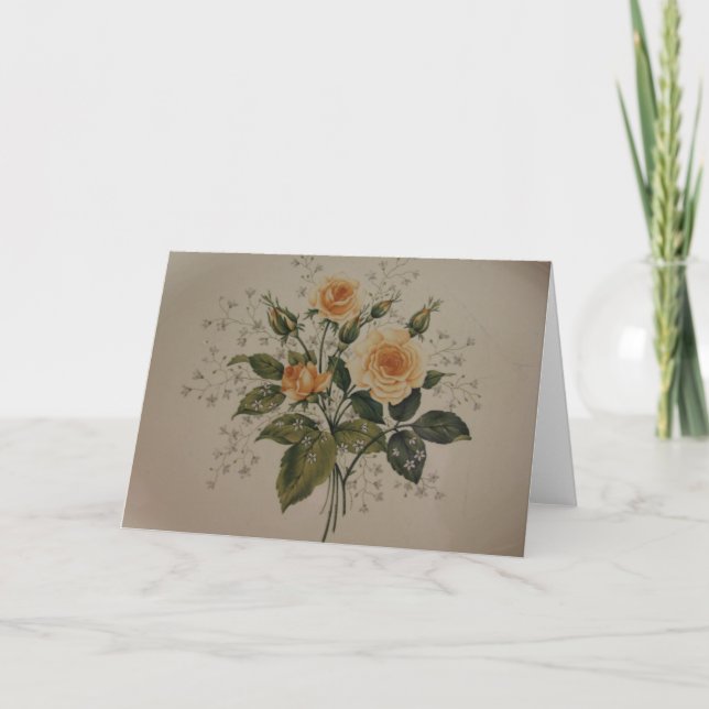Vintage Yellow Roses Card (Front)