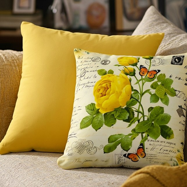 vintage yellow roses cushion (Creator Uploaded)