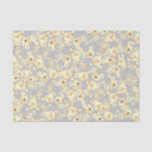 Vintage Yellow Roses on a Soft Grey Background Tissue Paper