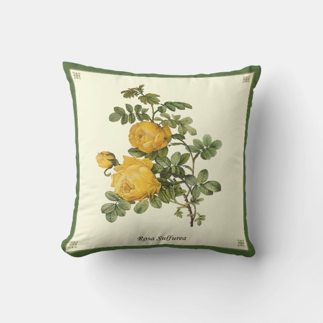 Vintage Yellow Roses Pillow (Front)