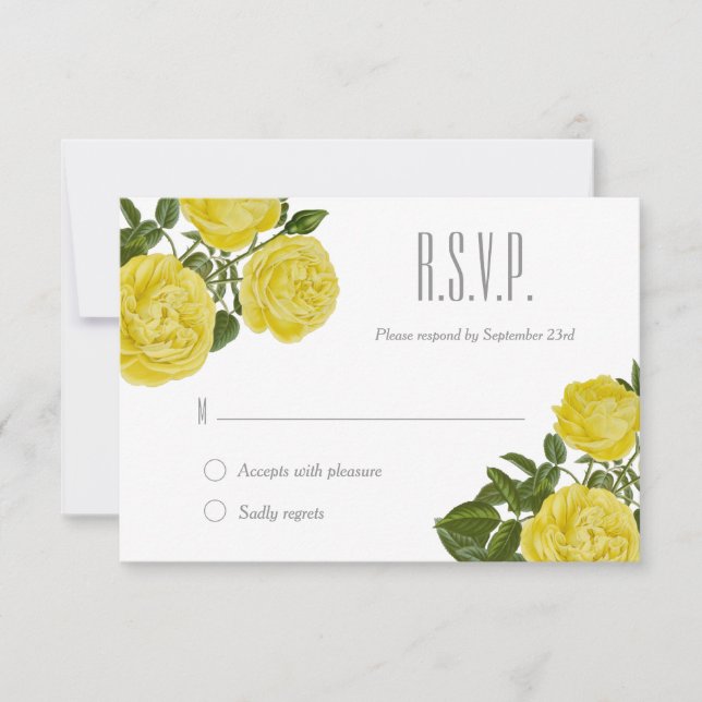 Vintage Yellow Roses RSVP (Front)