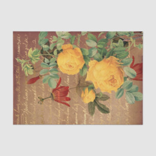 Vintage Yellow Roses Tissue Paper