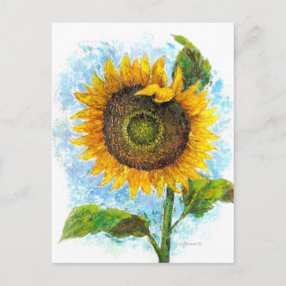 Vintage Yellow Sunflower Floral Postcard