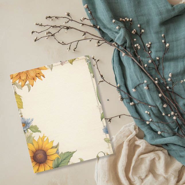 Vintage Yellow Sunflower Scrapbook Paper (Creator Uploaded)