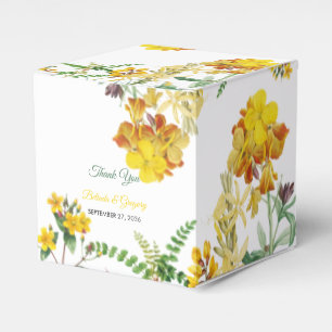 Vintage Yellow Watercolor Floral Botanical Wedding Favour Box