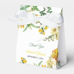 Vintage Yellow Watercolor Floral Botanical Wedding Favour Box