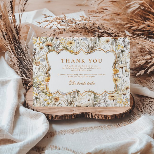 Vintage Yellow Wildflowers Bridal Shower Thank You Card (Creator Uploaded)