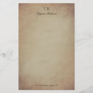 Vintage Yellowed Paper Monogram & Custom Name