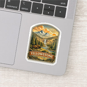 Vintage Yellowstone Mountain Waterfall Wilderness 