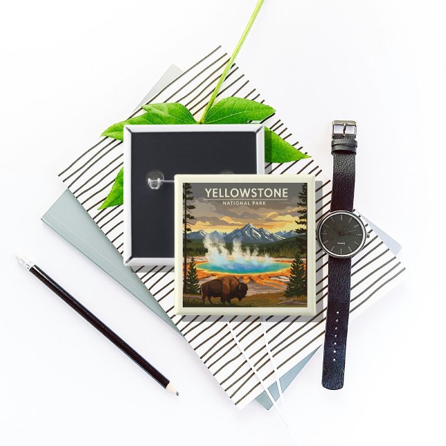 Vintage Yellowstone National Park 15 Cm Square Badge (Creator Uploaded)