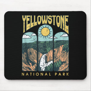 Vintage Yellowstone National Park Hiking Camping T Mouse Pad