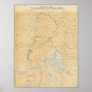 Vintage Yellowstone National Park Map Poster