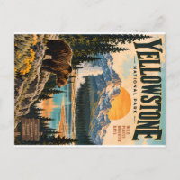 Vintage Yellowstone National Park Poster with Griz