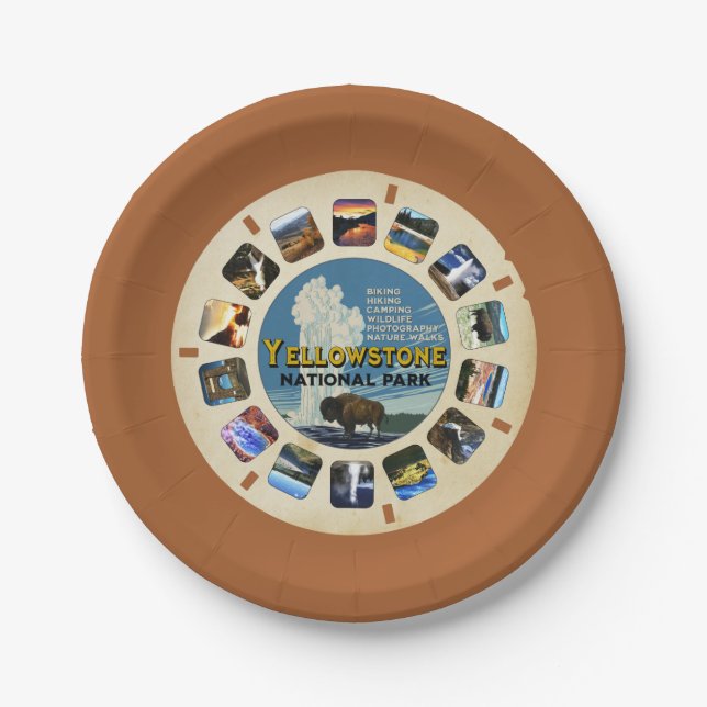VINTAGE YELLOWSTONE NATIONAL PARK RETRO PARTY PAPER PLATE (Front)
