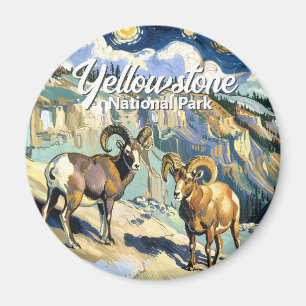 Vintage Yellowstone Nature Scenery Wildlife Sheep Magnet