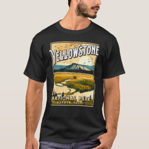 Vintage Yellowstone Park Poster Hayden Valley Pain T-Shirt