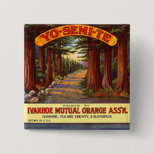 Vintage Yo-Semi-Te Orange Label 15 Cm Square Badge