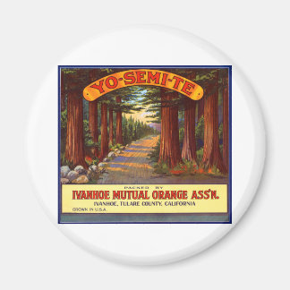 Vintage Yo-Semi-Te Orange Label Magnet