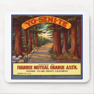 Vintage Yo-Semi-Te Orange Label Mouse Pad