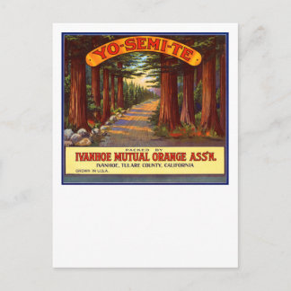 Vintage Yo-Semi-Te Orange Label Postcard