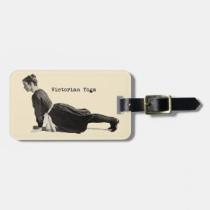 Vintage Yoga Woman Up Dog Antique Luggage Tag