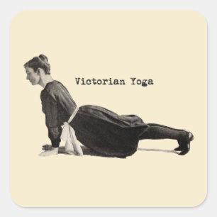 Vintage Yoga Woman Up Dog Antique Square Sticker