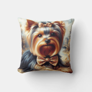 Vintage Yorkshire Terrier Painting Cushion