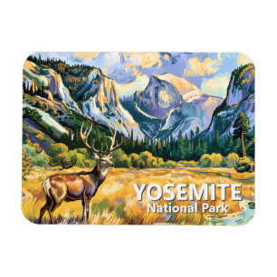 Vintage Yosemite Half Dome Animal Deer Van Gogh Magnet
