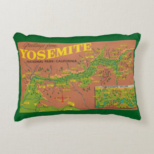 Vintage Yosemite Map  Decorative Cushion