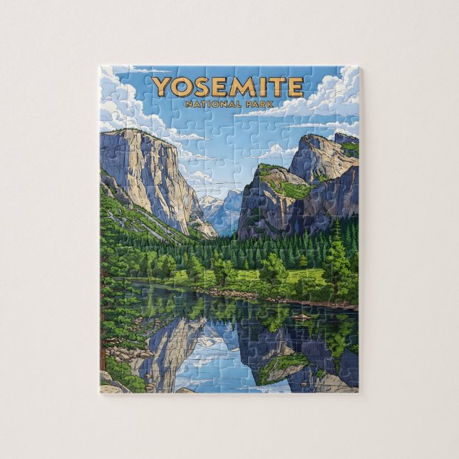 Vintage Yosemite national park landscape Jigsaw Puzzle (Vertical)