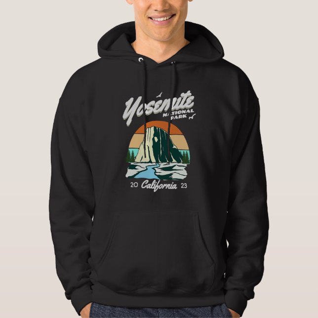 Vintage Yosemite National Park Mountain California Hoodie (Front)