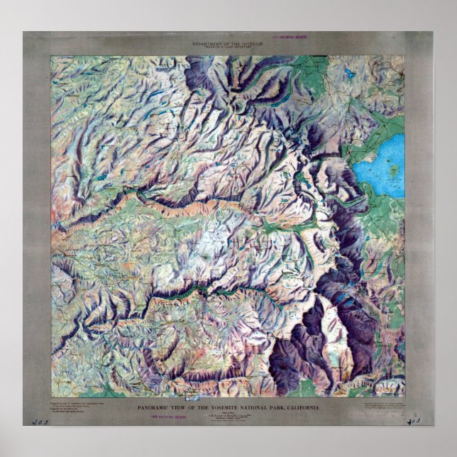 Vintage Yosemite National Park Relief Map Poster (Front)