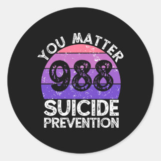 Vintage You Problem 988 Suicide Prevention Awarene Classic Round Sticker