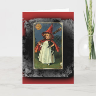 Vintage Young Halloween Witch Card