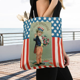 Vintage Young Uncle Sam 4th of July Tote Bag