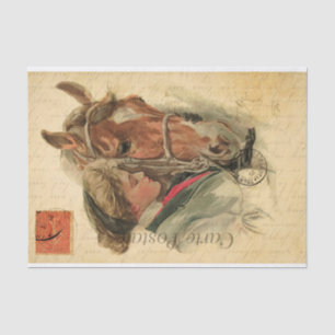 Vintage Young Woman and Horse Floral French Tissue Paper