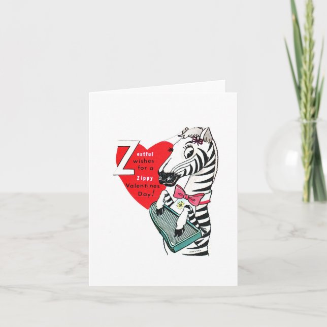 Vintage Z is for Zebra Valentine Card (Front)