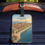 Vintage Zadar Croatia Adriatic Coast Illustration Luggage Tag<br><div class="desc">Capture the timeless beauty of the Dalmatian Coast with this stunning vintage-style Luggage Tag of Zadar, Croatia. This artwork features a breathtaking aerial perspective of the historic Old Town, highlighting the iconic St. Donatus Church and the sun-drenched Riva promenade. Rendered in a classic mid-century travel poster aesthetic with warm Mediterranean...</div>