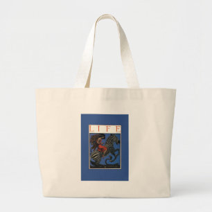 Vintage Zebra Art Nouveau Woman Life 1922 Large Tote Bag