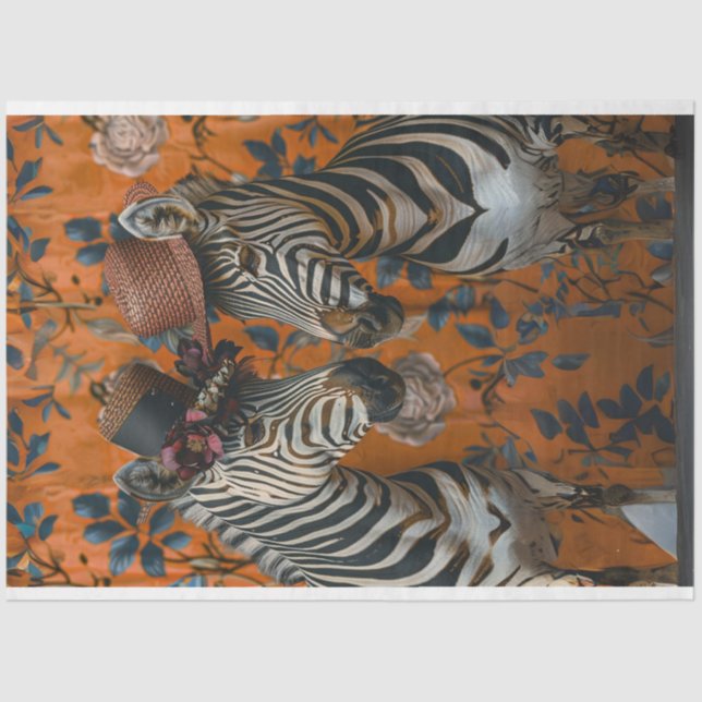 Vintage Zebra Couple Decoupage  Tissue Paper (Front)