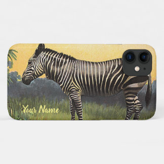 Vintage Zebra in the African Savannah, Wild Animal Case-Mate iPhone Case