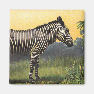 Vintage Zebra in the African Savannah, Wild Animal Magnet