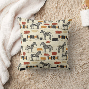 Vintage Zebra Pattern Rustic Boho Safari Print Cushion