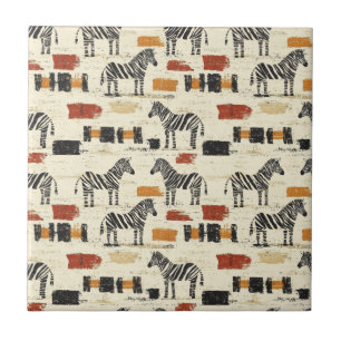 Vintage Zebra Pattern Rustic Boho Safari Print Tile